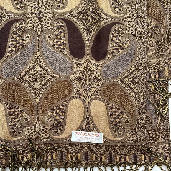 🧣Lot of 4 Pashmina Scarves Green Purple Red Brown - Picture 2 of 6